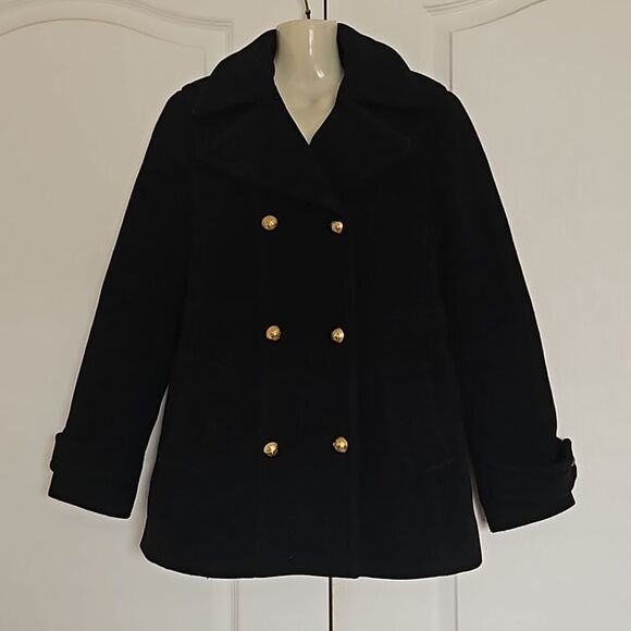 Banana Republic Women's Double Breasted Wool Coat Navy Blue Size 4 - Picture 1 of 16